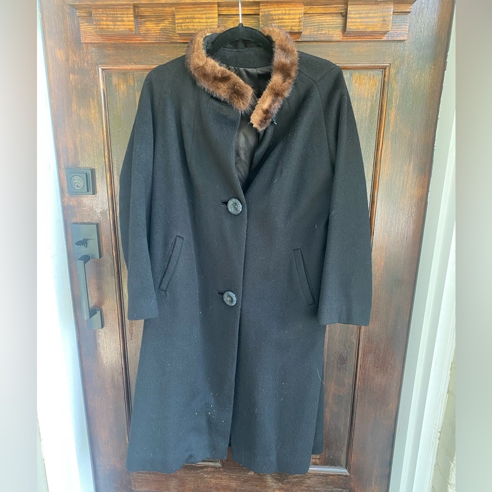 Vintage Judy Nell Wool Coat with Fur Collar
